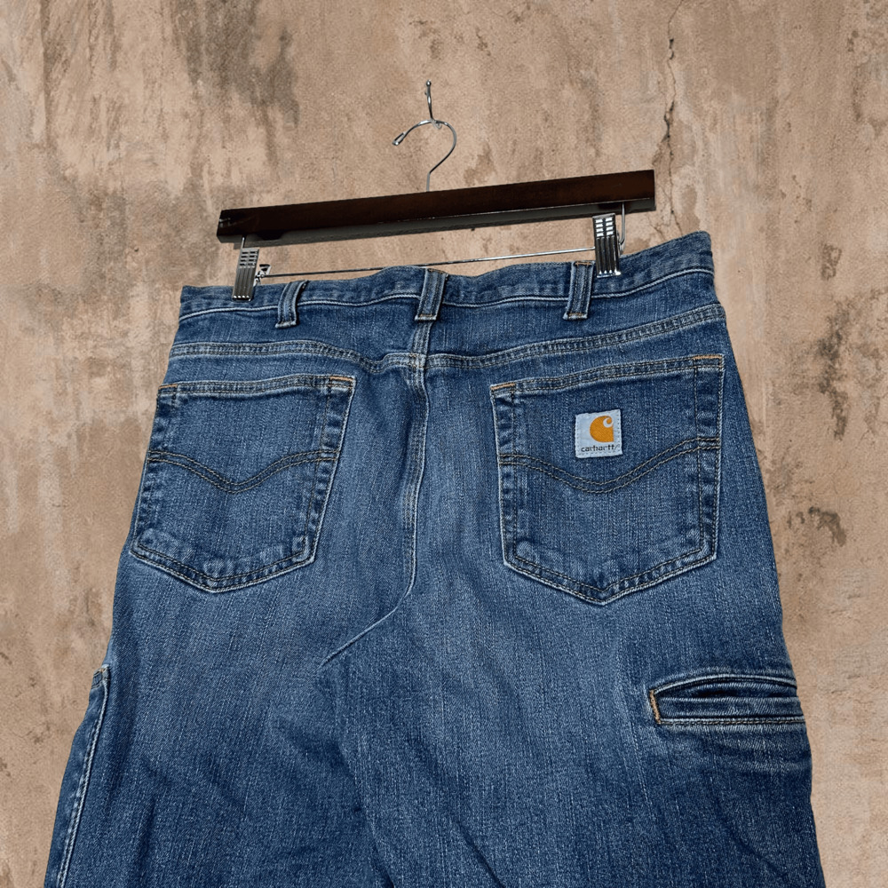 Carhartt Work Jeans Relaxed Fit Medium Wash White Logo